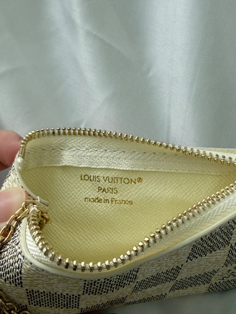 Louis Vuitton Damier Azur Pochette Clés Key Pouch Coin Purse Card Holder